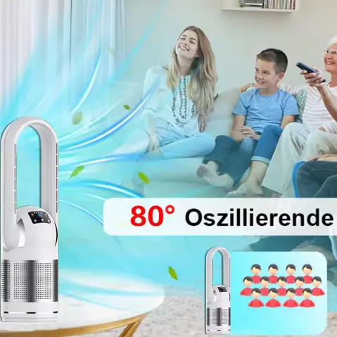 Ilfheidhmeach Baile Cliste HEPA Scagaire Aeir Purifier le Téitheoir Bladeless agus Fan with